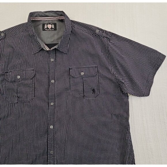 Lions Crest English Laundry Shirt Men's 4X Button Short Sleeve Navy Blue EUC - Picture 2 of 14